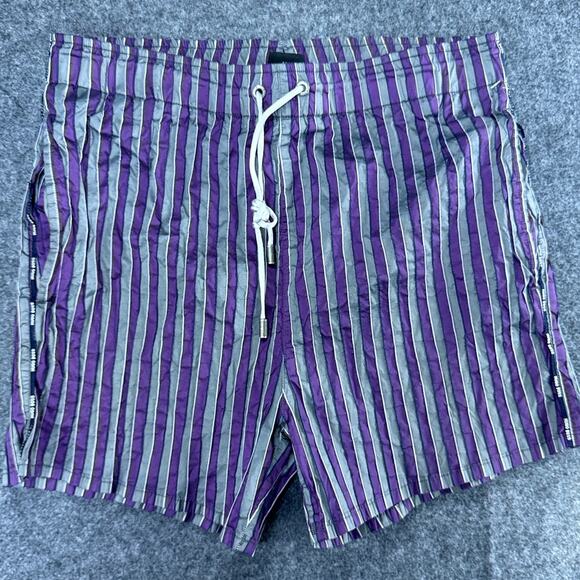 HUGO BOSS Beach Purple Gray Striped Swim Trunks - Men Sz XL ~  34-36 x 5 - Picture 1 of 11